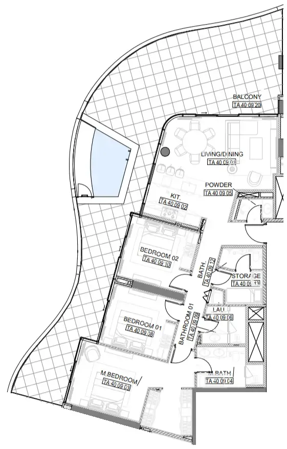Laguna Residence 3 bed floor plan, 2,274 sqft