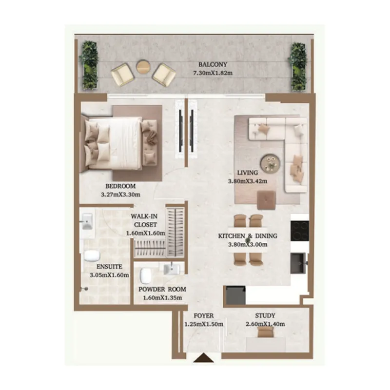 Arthouse Private Residences 1 bed floor plan, 756 sqft