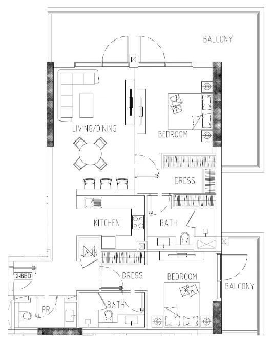 Damac Riverside Views 2 bed floor plan, 1,419 sqft