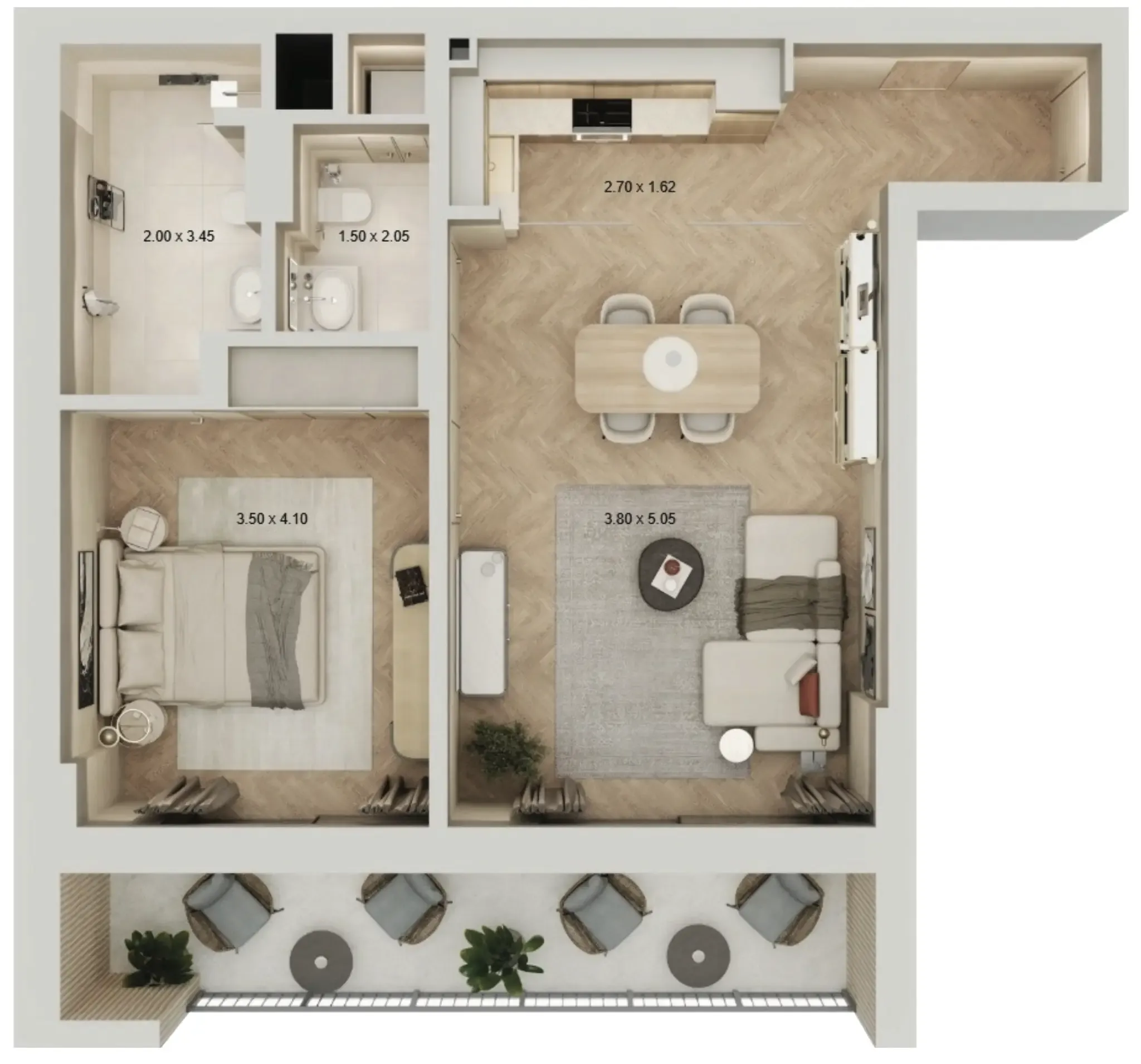 Arisha Terraces 1 bed floor plan, 904 sqft