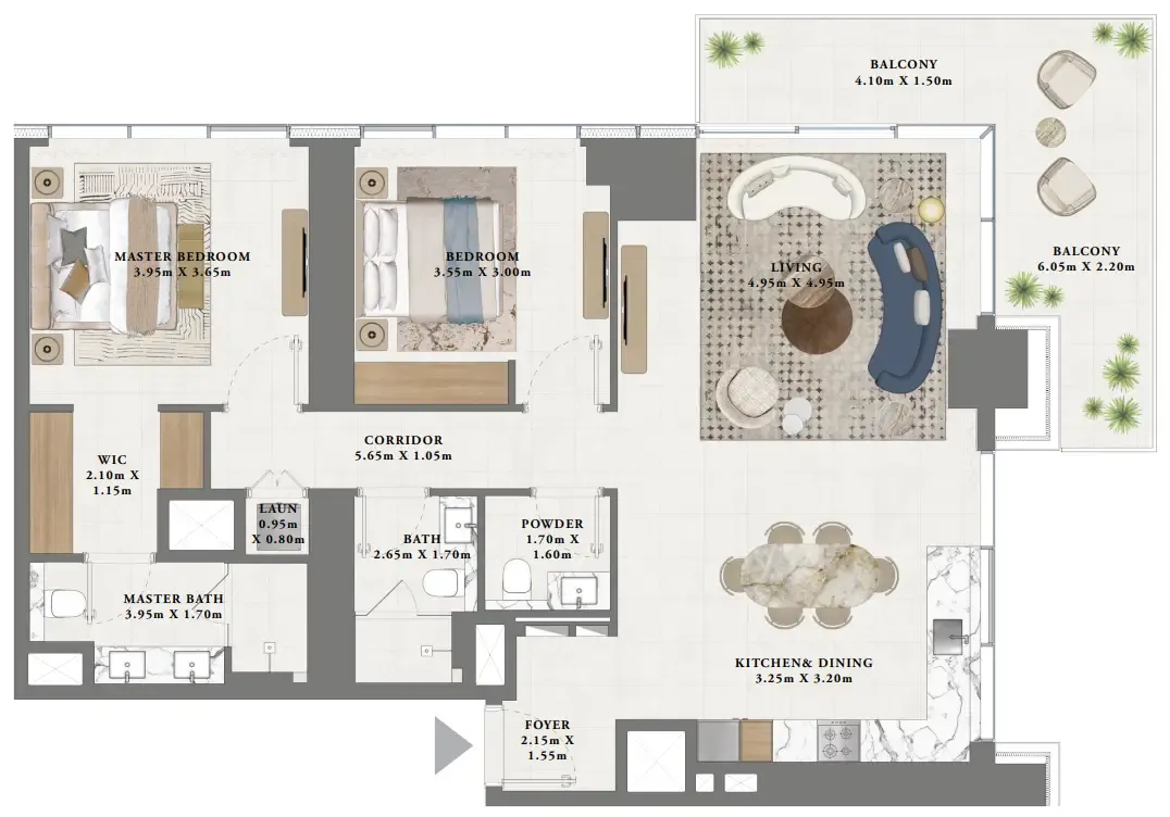 Altan 2 bed floor plan, 1,435 sqft