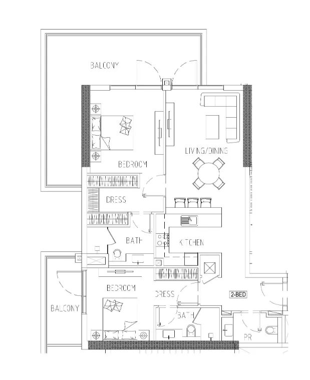 Damac Riverside Views 2 bed floor plan, 1,385 sqft