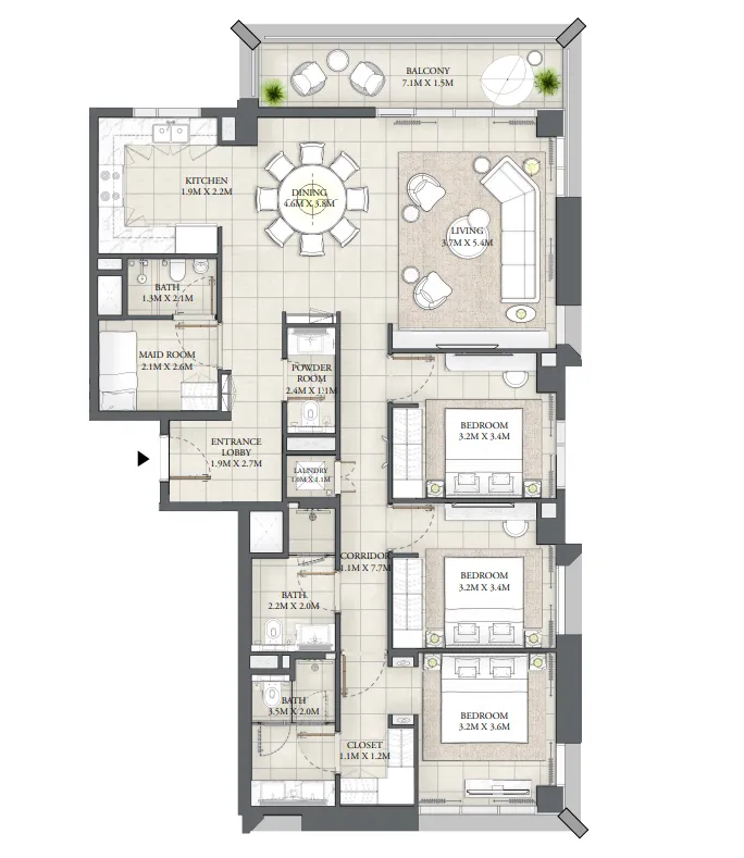 Mangrove 3 bed floor plan, 1,701 sqft