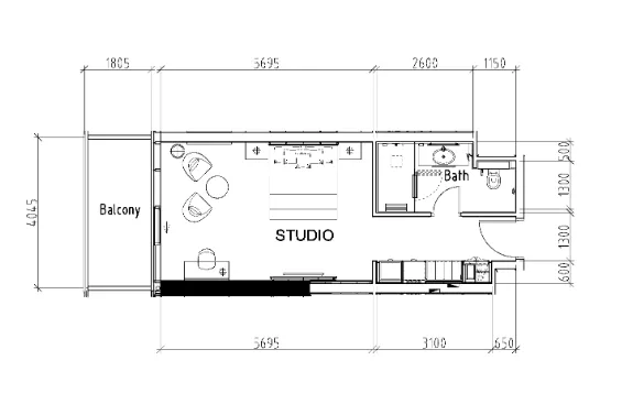 Damac Hills - Radisson Dubai Studio floor plan, 495 sqft
