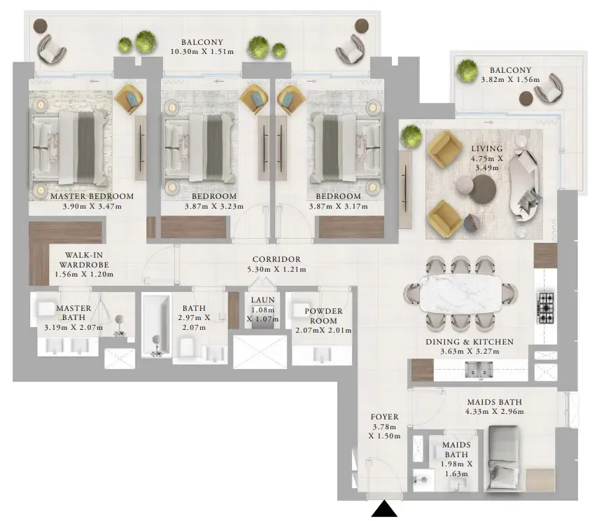 Creek Haven 3 bed floor plan, 1,863 – 1,971 sqft