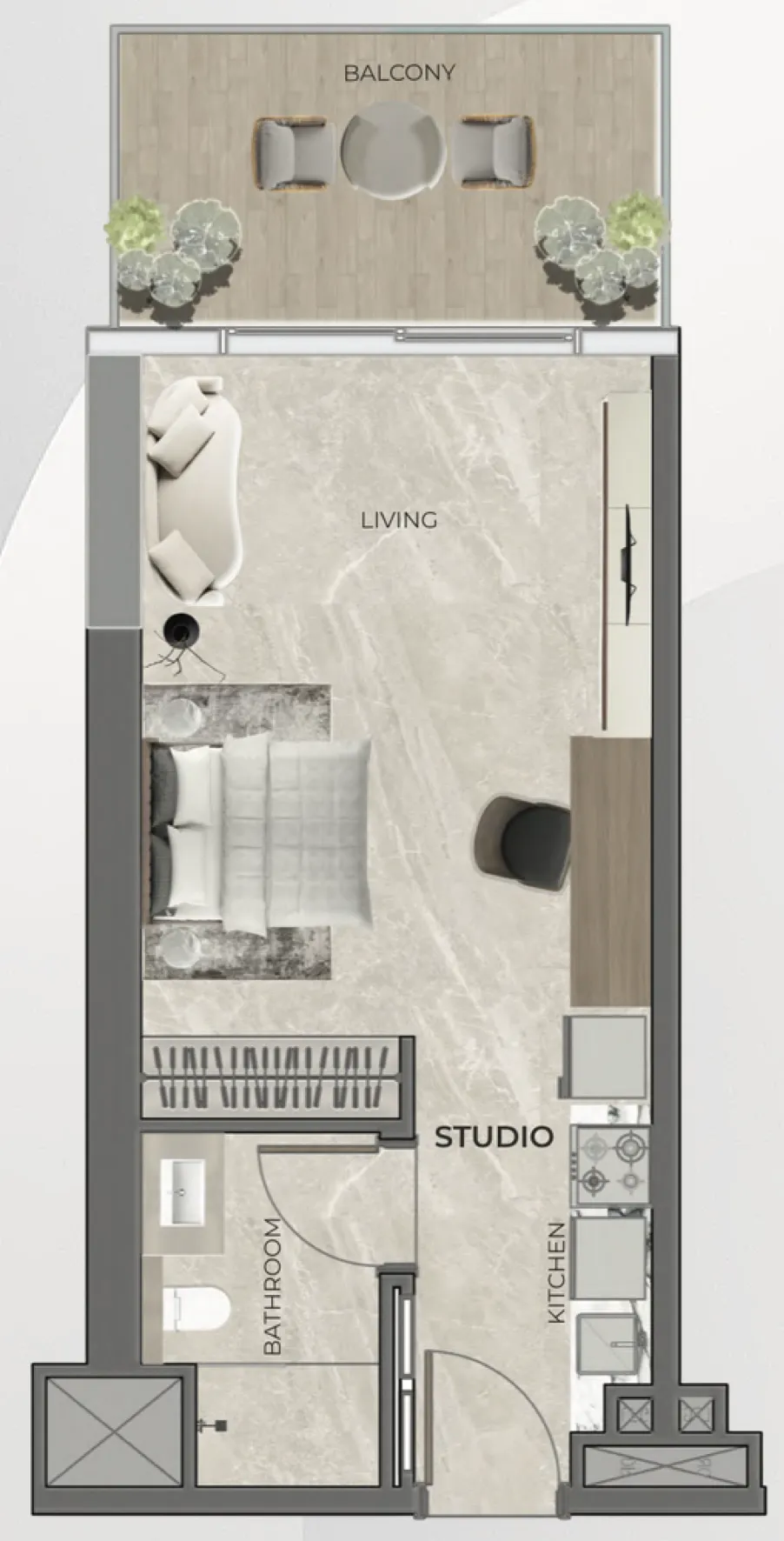 Beverly Grande Studio floor plan, 453 – 641 sqft