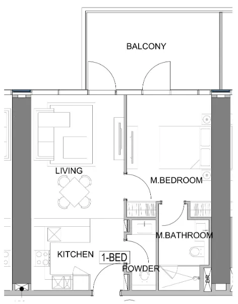 Damac Safa Gate 1 bed floor plan, 769 – 772 sqft