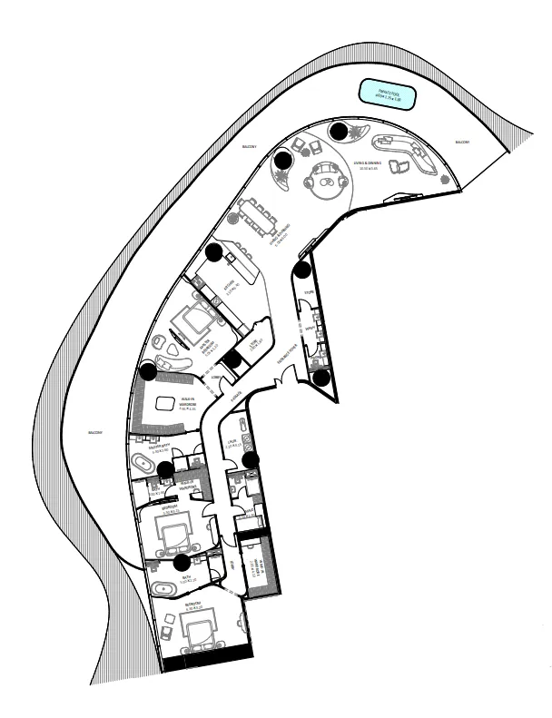Bugatti Residences by Binghatti 3 bed floor plan, 6,118 sqft