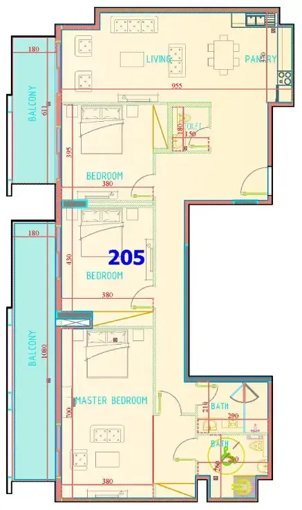 Carmel Residence 3 bed floor plan, 1,988 sqft
