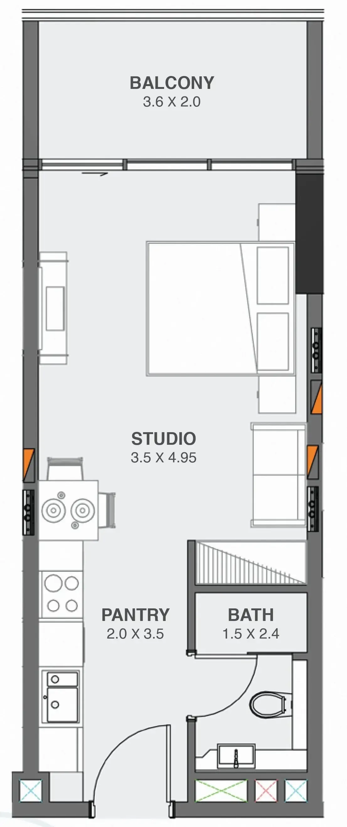 Floarea Oasis Studio floor plan, 412 – 426 sqft