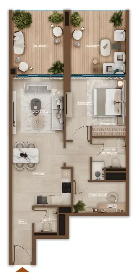 Sky Hills Astra 1 bed floor plan, 1,024 sqft