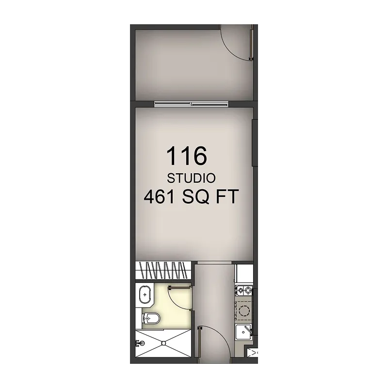 Aizel Tower Studio floor plan, 461 sqft