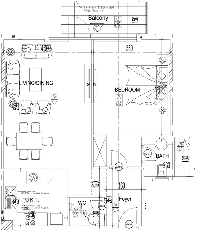 Paradise View II 1 bed floor plan, 791 – 840 sqft