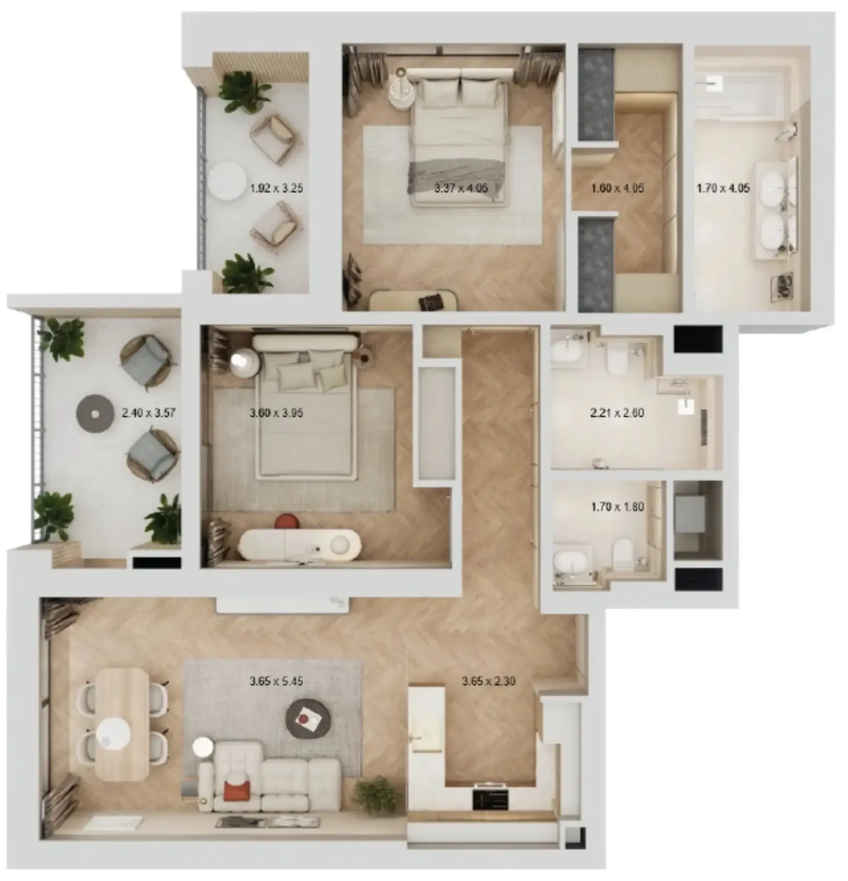 Arisha Terraces 2 bed floor plan, 1,212 sqft