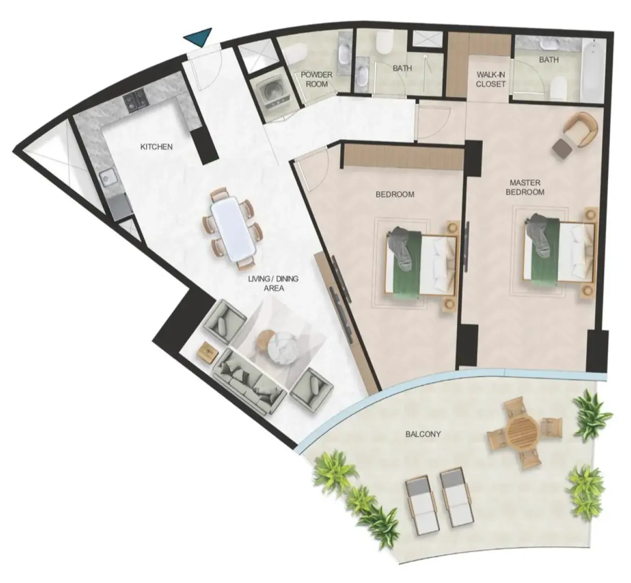 Oystra 2 bed floor plan, 1,779 sqft