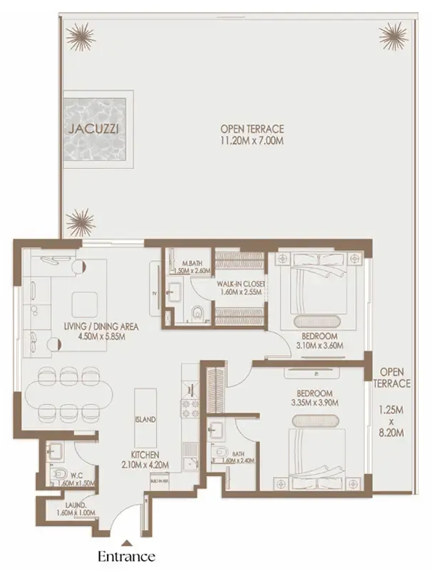 Veona by Gutti 2 bed floor plan, 2,008 sqft