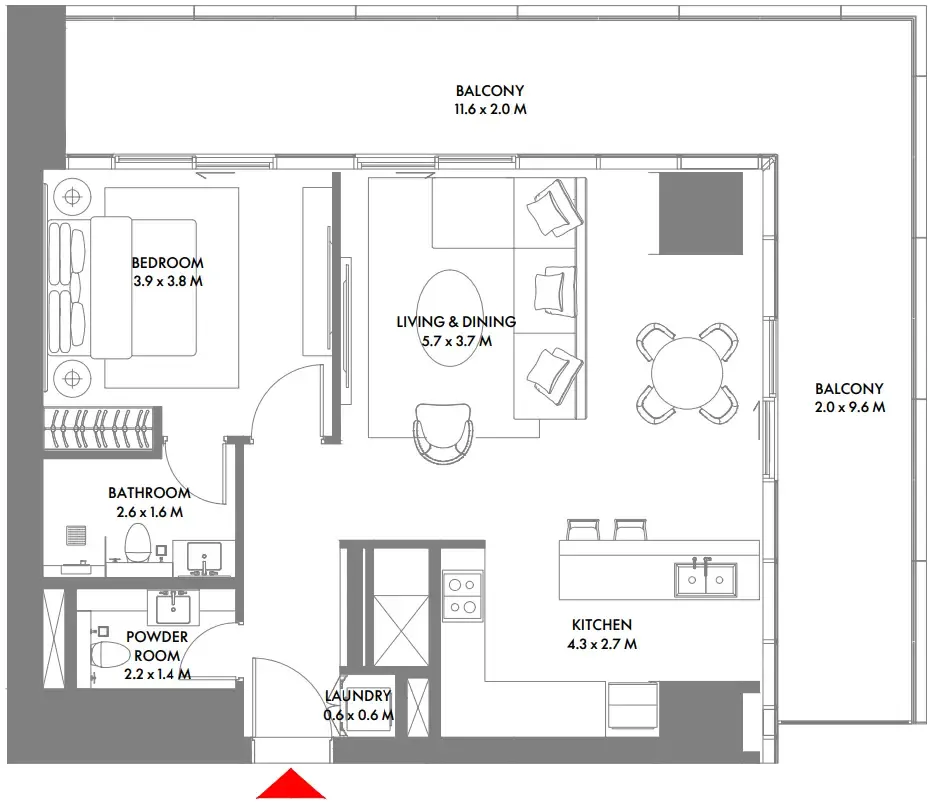W The Residences by Arada 1 bed floor plan, 1,179 – 1,275 sqft