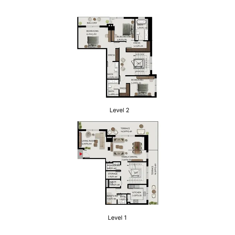 Boulevard Park at Wasl Gate 3 bed floor plan, 3,658 sqft