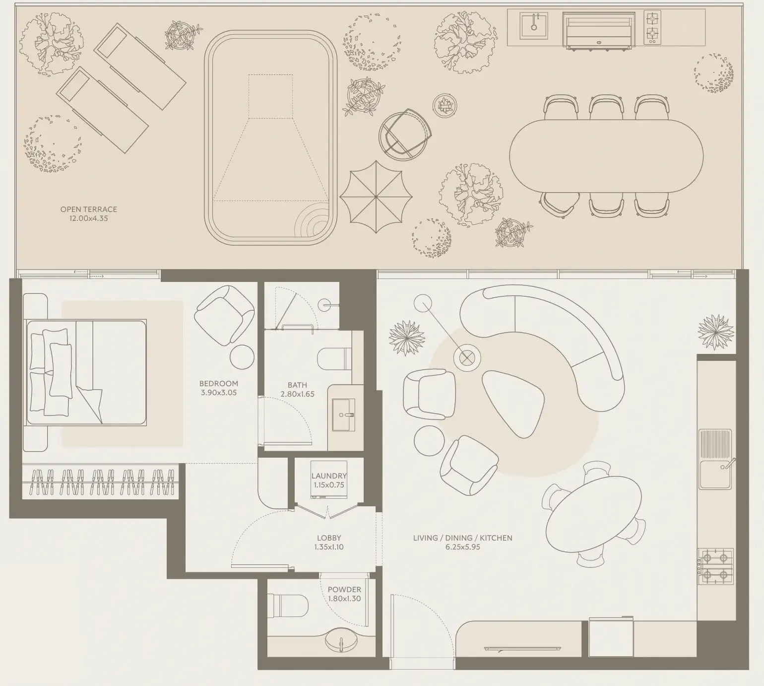 Symphony by Chaimaa 1 bed floor plan, 1,301 sqft