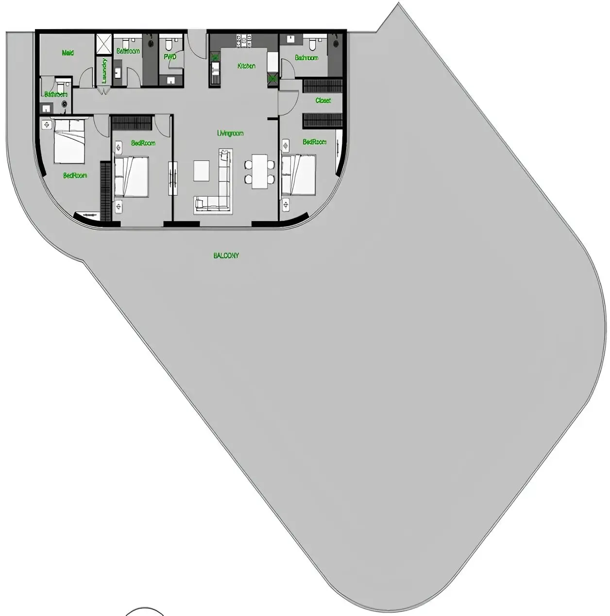 The Central Downtown 3 bed floor plan, 6,280 sqft