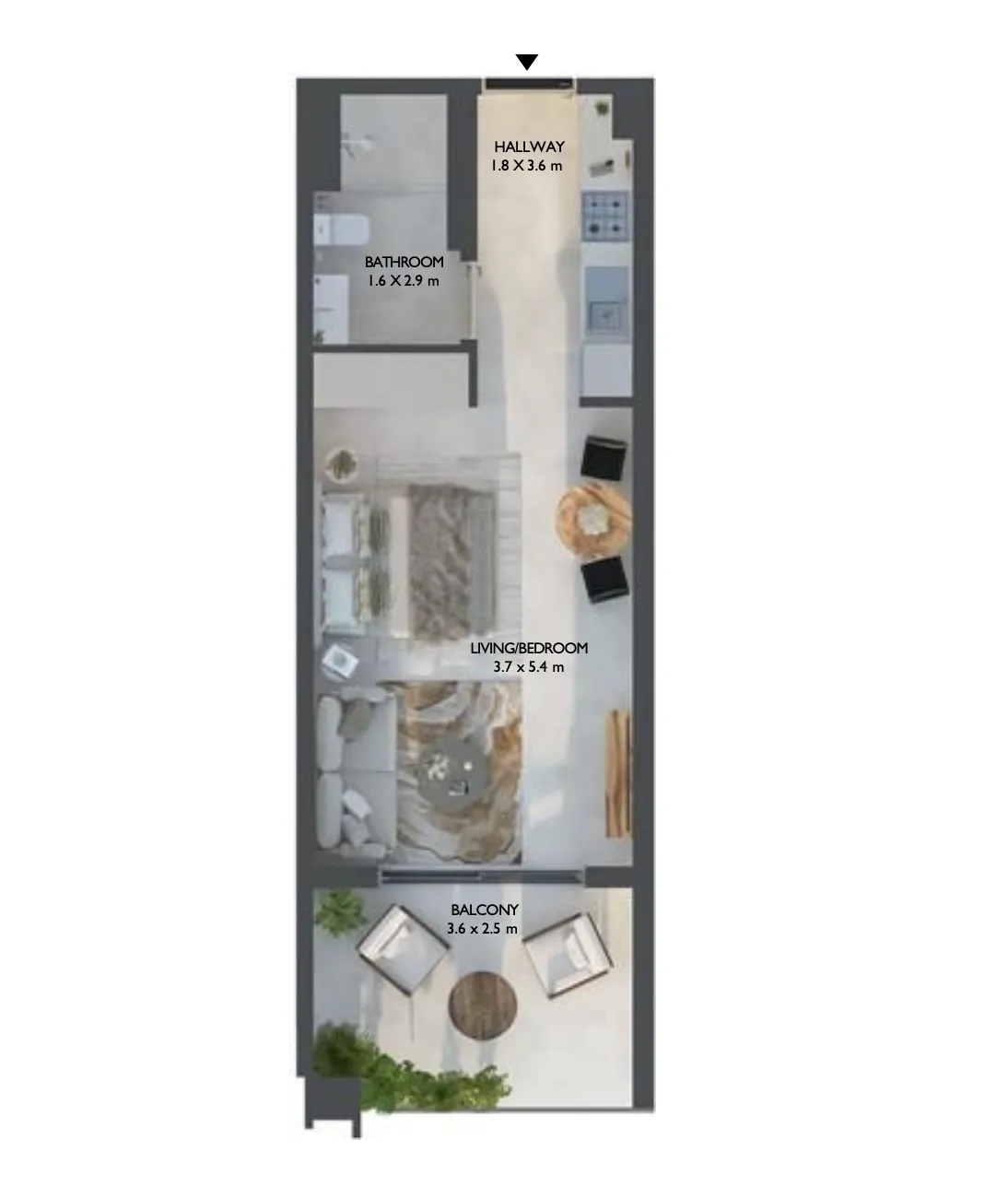 Weybridge Gardens 3 Studio floor plan, 488 sqft