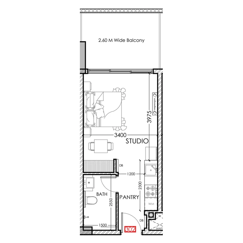 Al Haseen Residences 5 Studio floor plan, 385 sqft