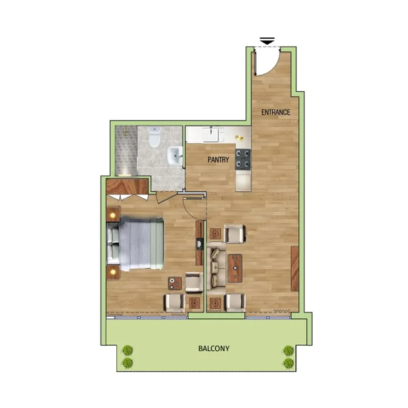 Dusit Princess 1 bed floor plan, 536 sqft