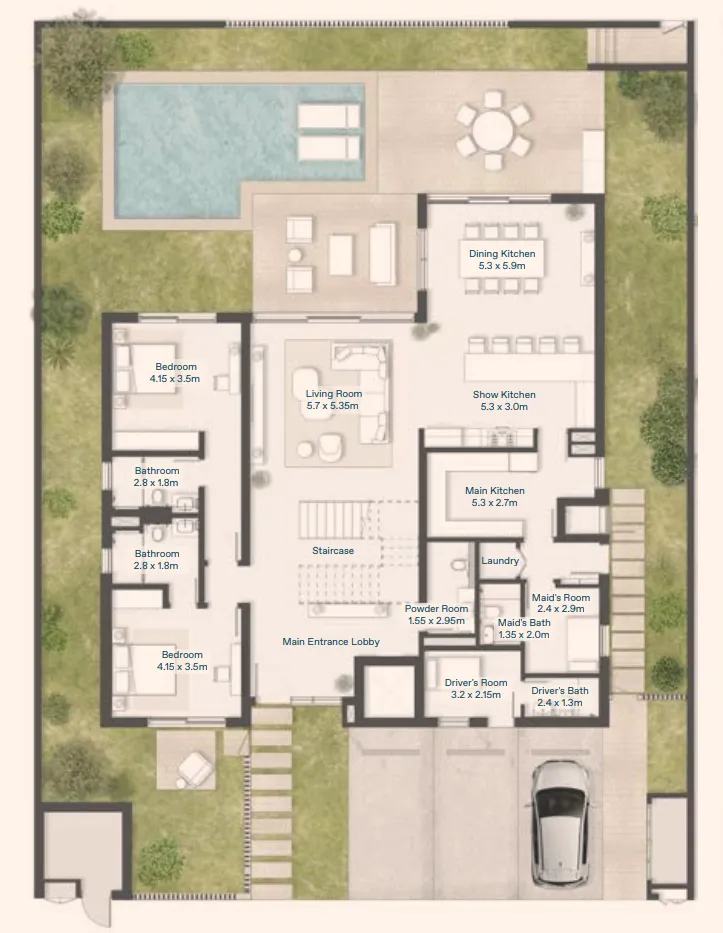 Bayn by Ora 5 bed floor plan, 6,354 sqft