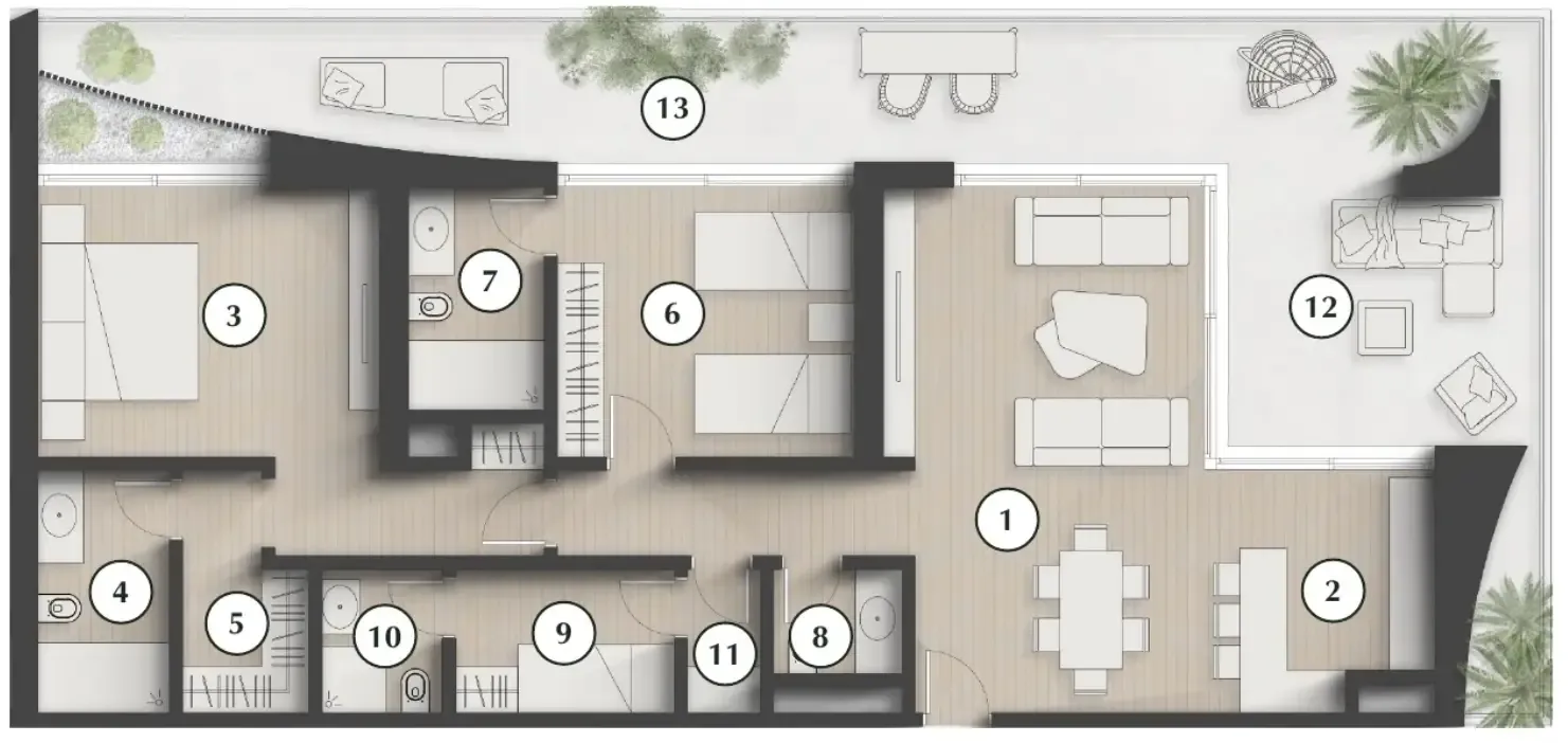 Lunaya Terraces 2 bed floor plan, 1,880 sqft