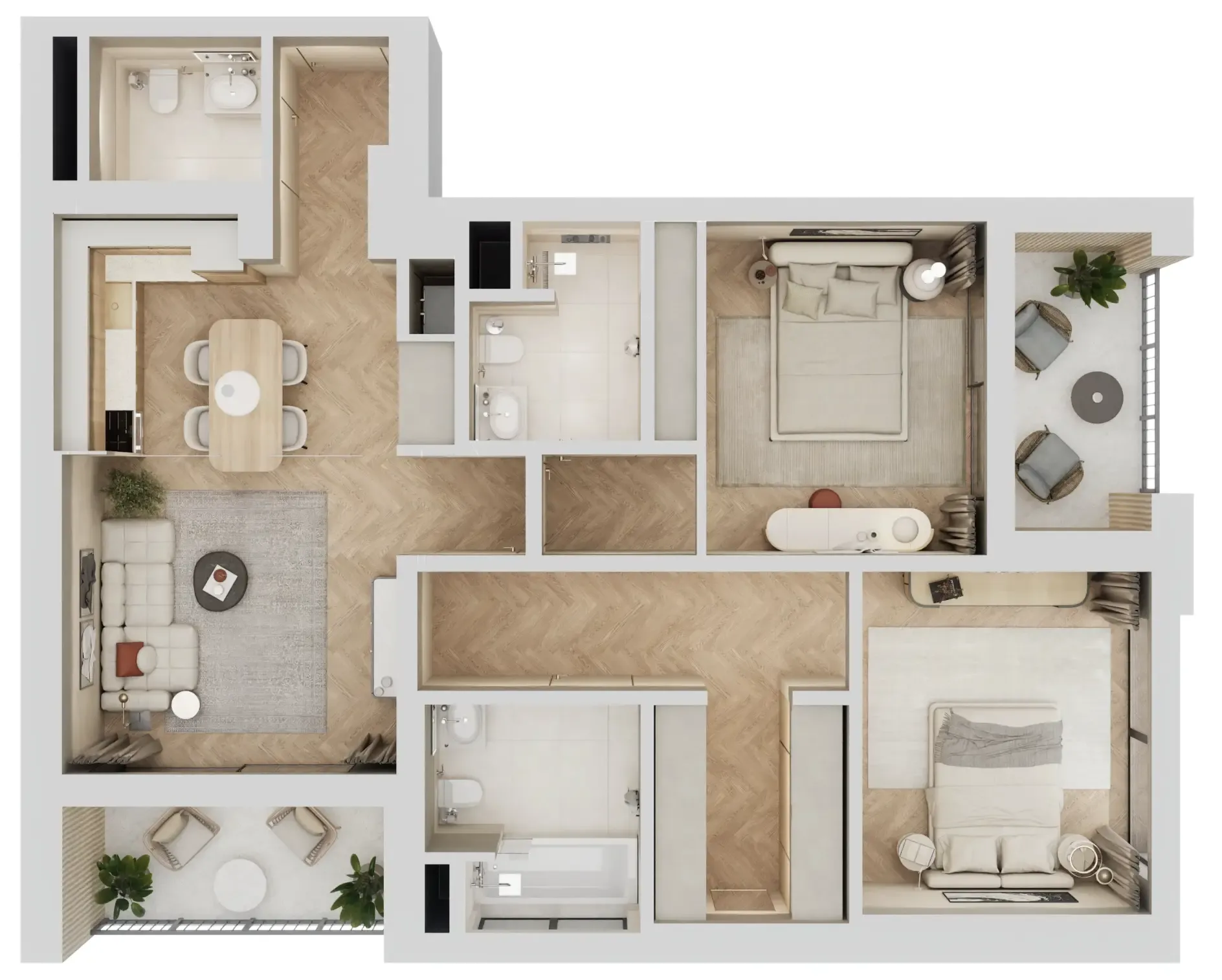 Arisha Terraces 2 bed floor plan, 1,182 sqft