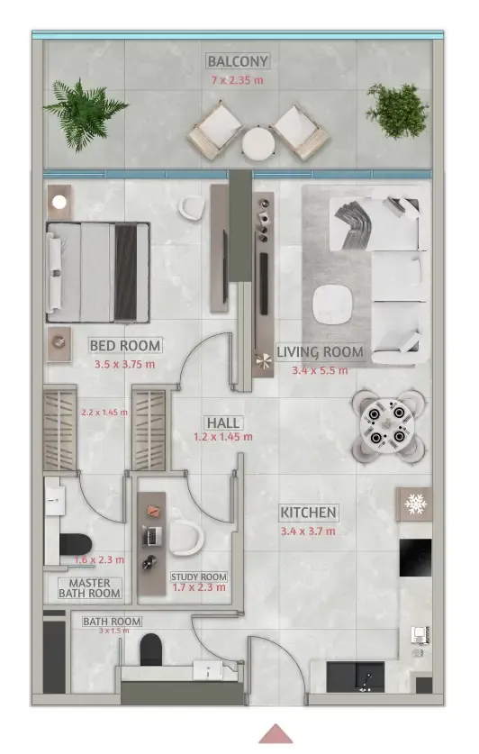 Sakura Gardens 1 bed floor plan, 916 sqft