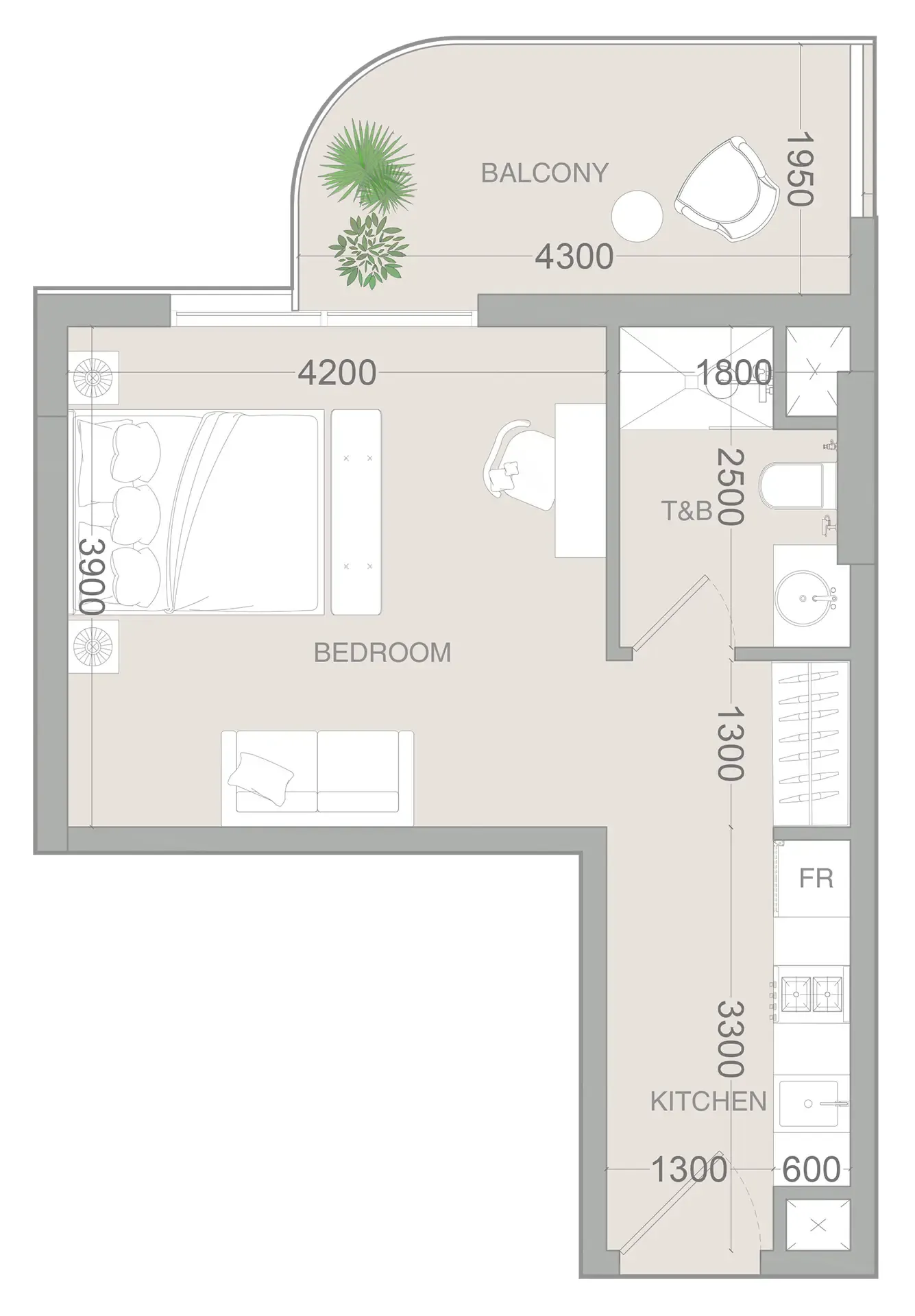 VERDAN1A 3 Studio floor plan, 441 sqft