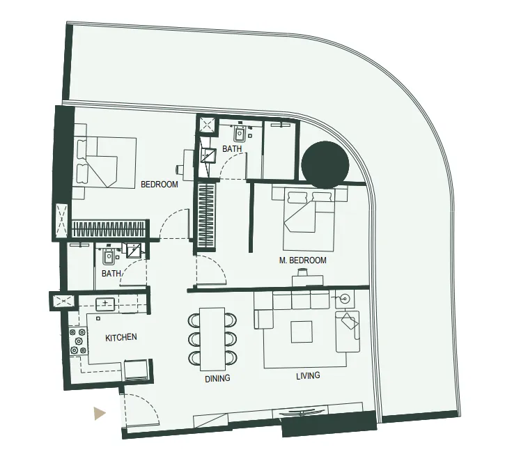 Binghatti Hills 2 bed floor plan, 1,679 sqft