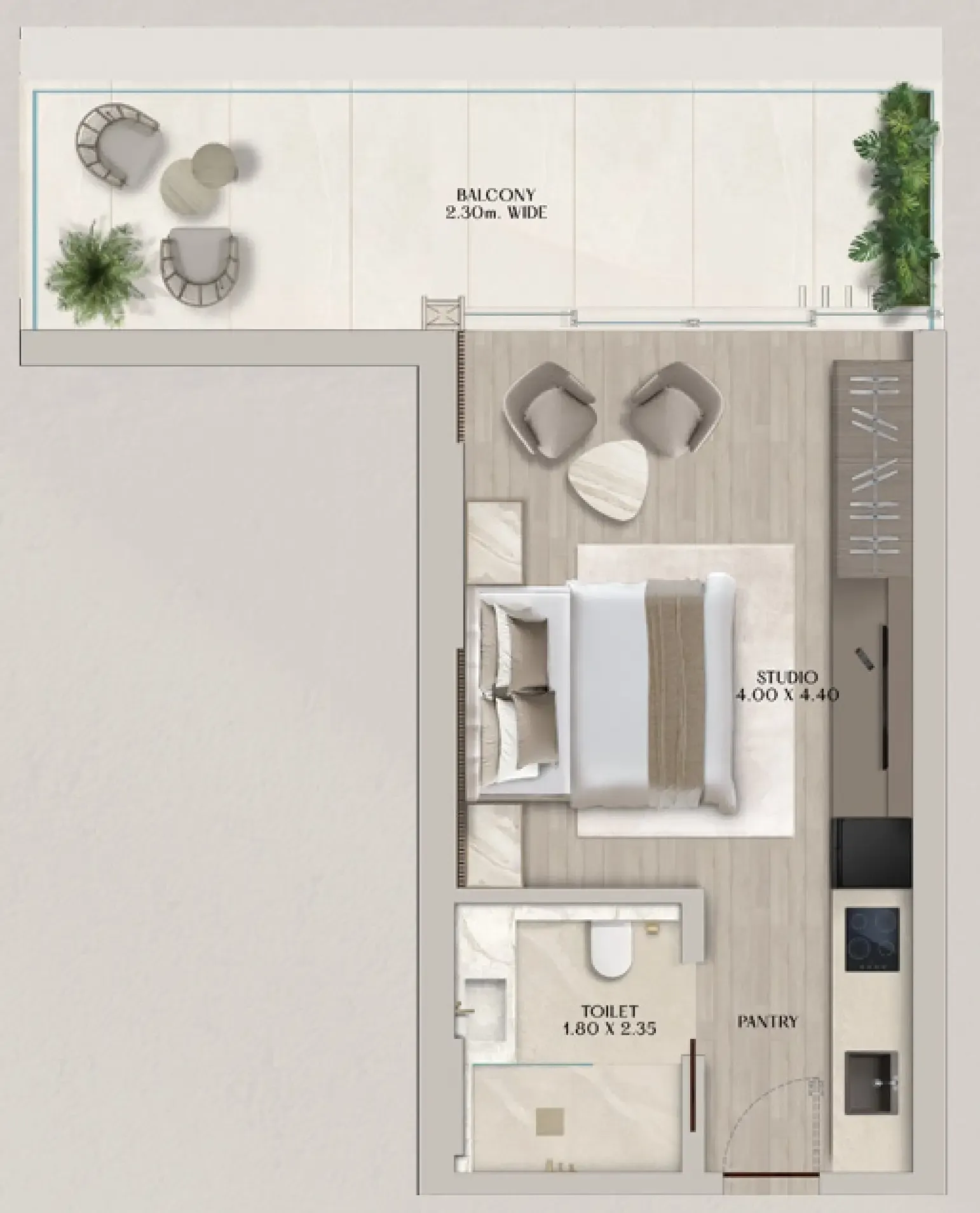 Soléva Beach Residences Studio floor plan, 522 sqft