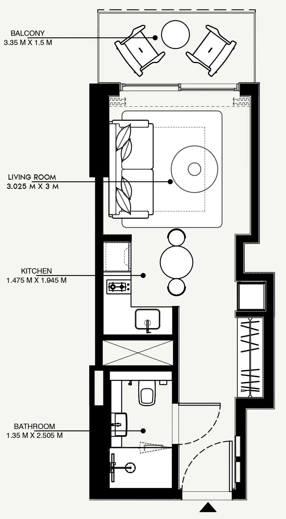Azizi Venice Studio floor plan, 360 sqft