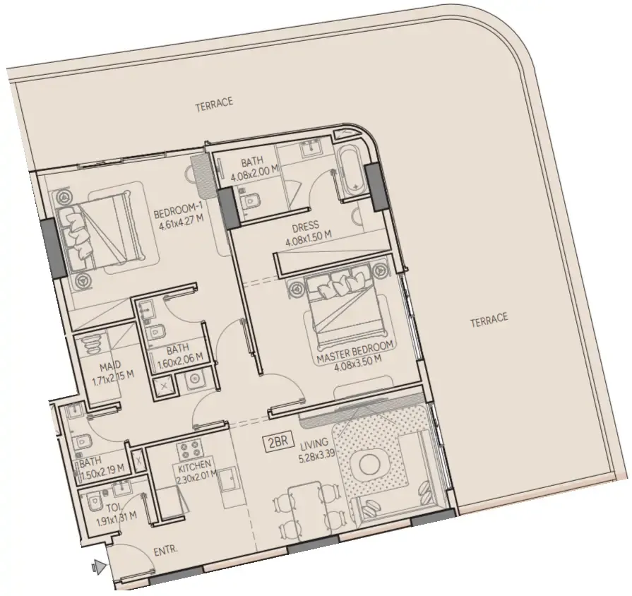 Weston by Wadan Phase 1 & 2 2 bed floor plan, 1,937 sqft