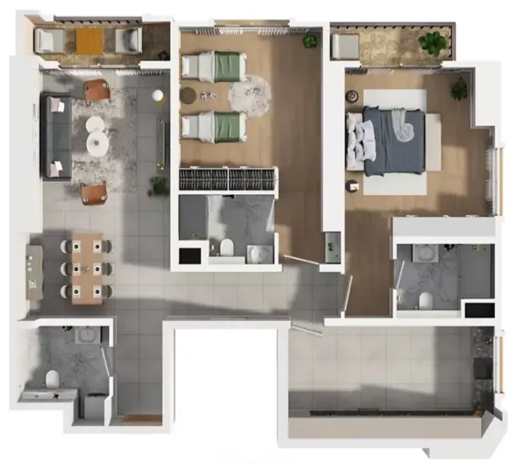 Barajeel Towers 2 bed floor plan, 2,080 sqft
