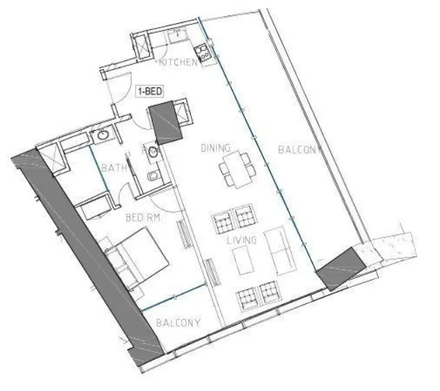 Safa Two de Grisogono 1 bed floor plan, 1,199 sqft