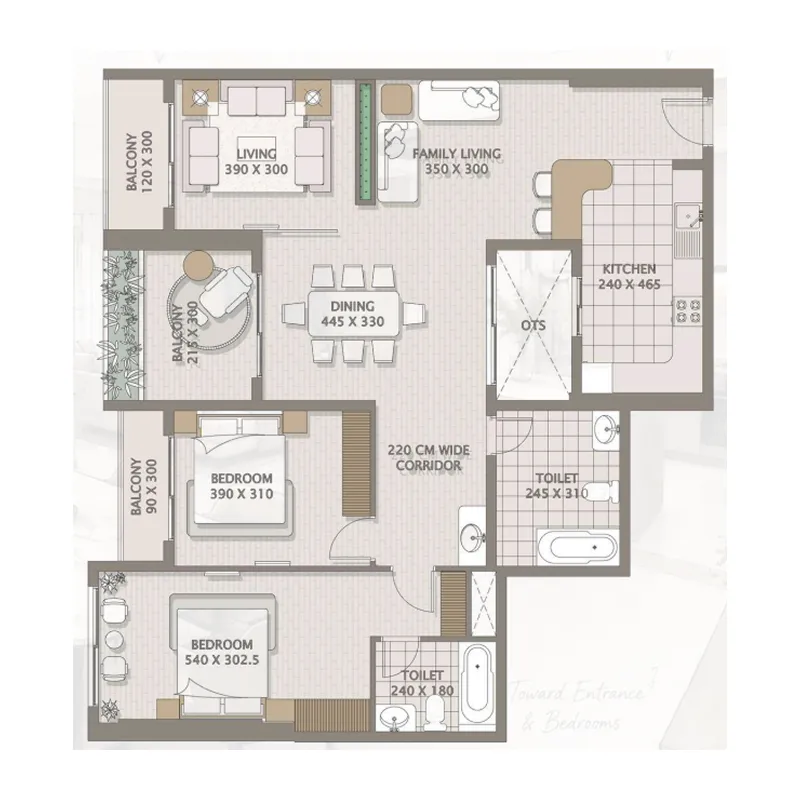 Platinum Heights 2 bed floor plan, 1,775 sqft