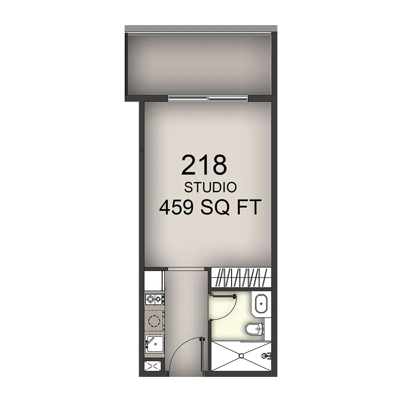 Aizel Tower Studio floor plan, 459 sqft