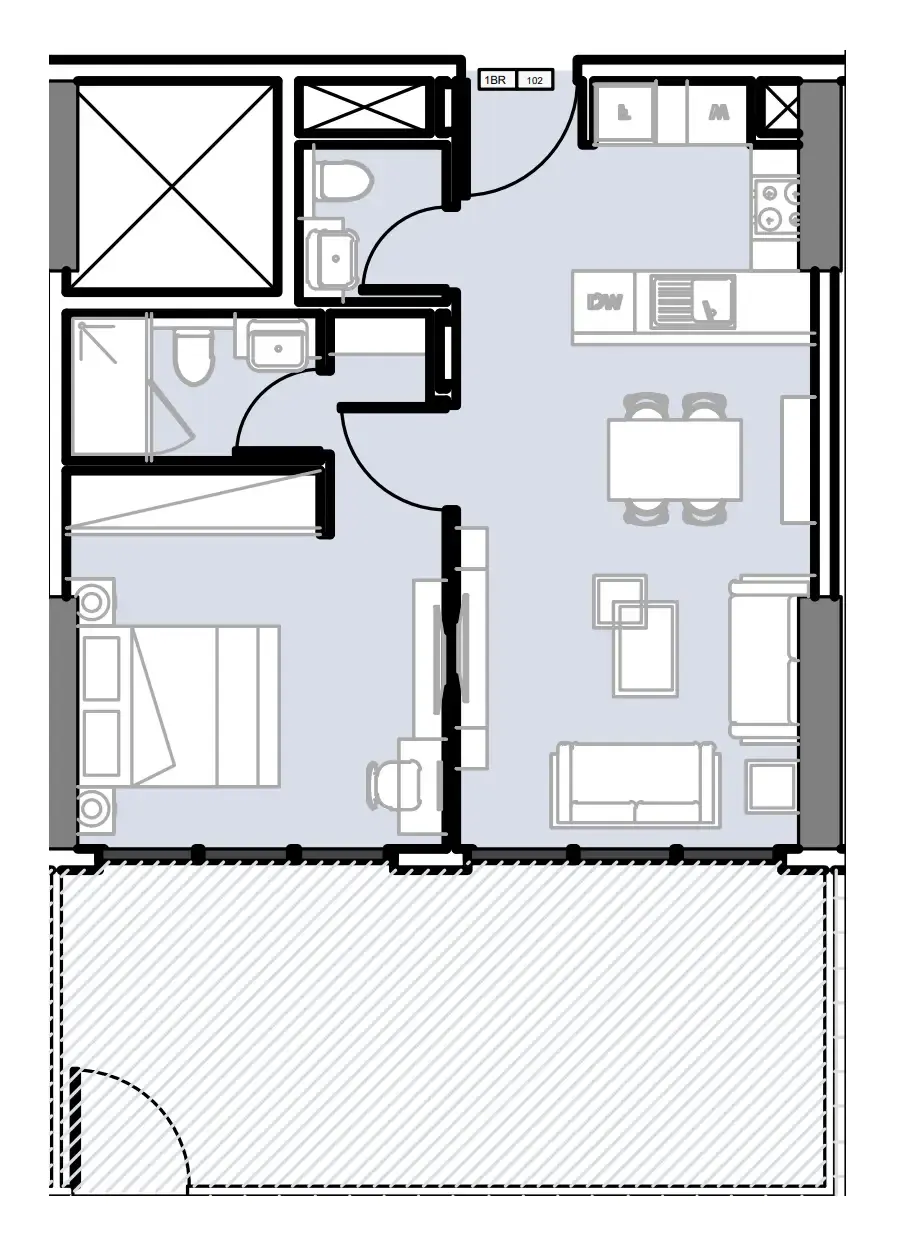 Verdana III 1 bed floor plan, 778 sqft