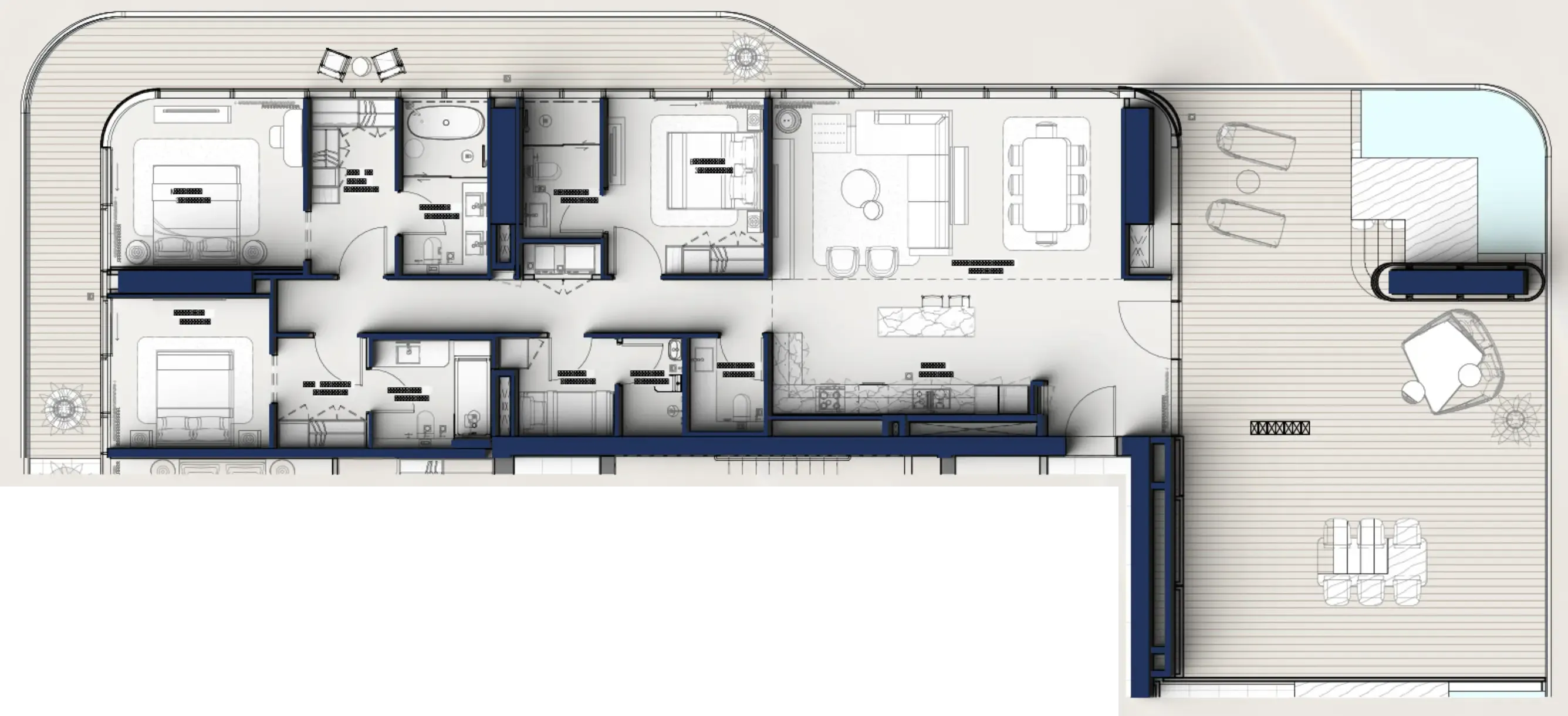 Hilton Residences 3 bed floor plan, 3,113 sqft
