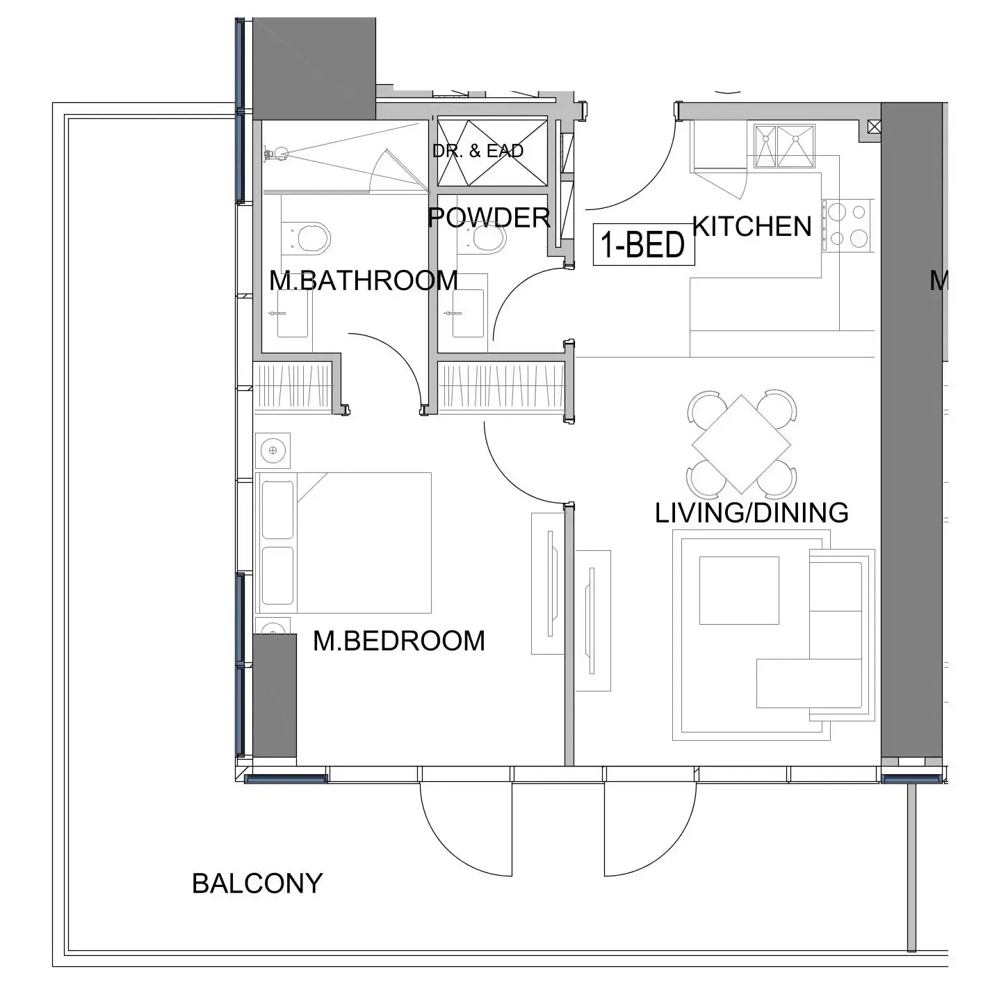 Damac Safa Gate 1 bed floor plan, 984 sqft