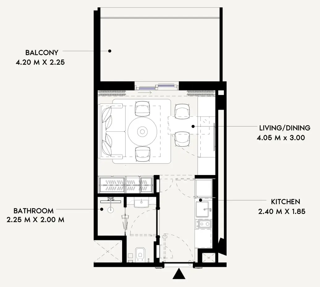 Azizi Lina Studio floor plan, 378 sqft