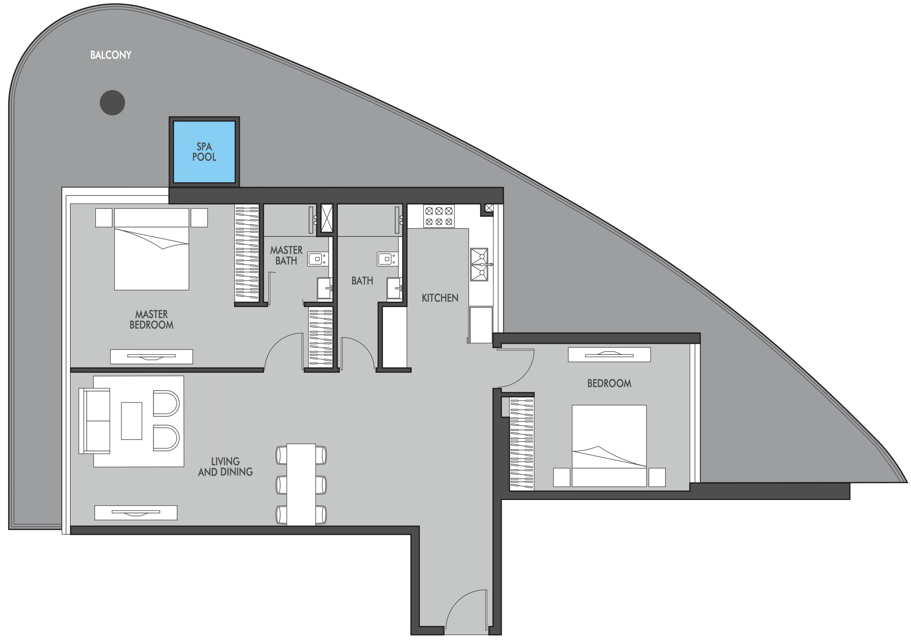 Golf Place 2 bed floor plan, 1,992 sqft