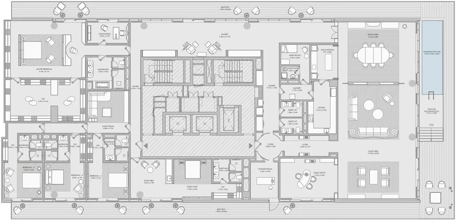 Armani Beach Residence 5 bed floor plan, 11,537 sqft