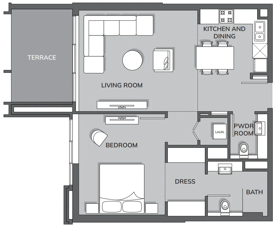 Vista by Prestige One 1 bed floor plan, 816 sqft