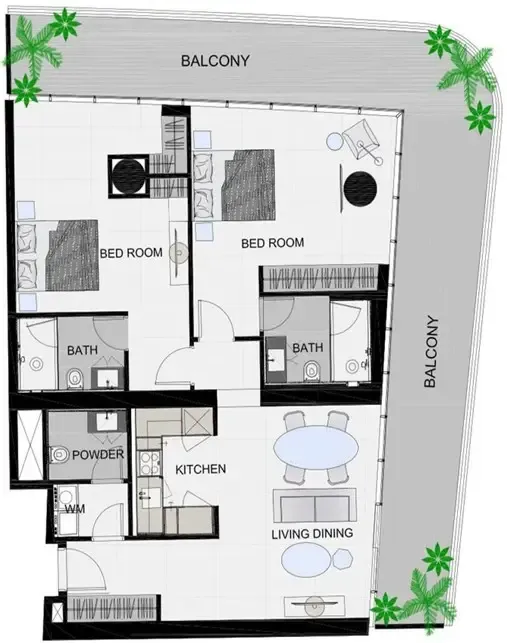 The Community Sports Arena 2 bed floor plan, 1,644 sqft