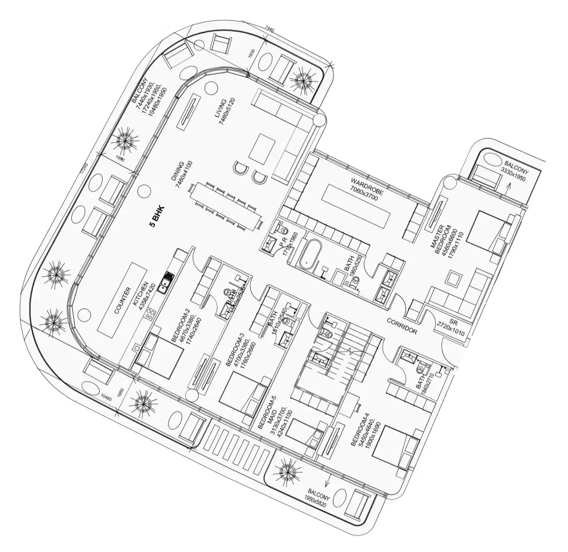 Villa Del Garda 5 bed floor plan, 8,091 sqft