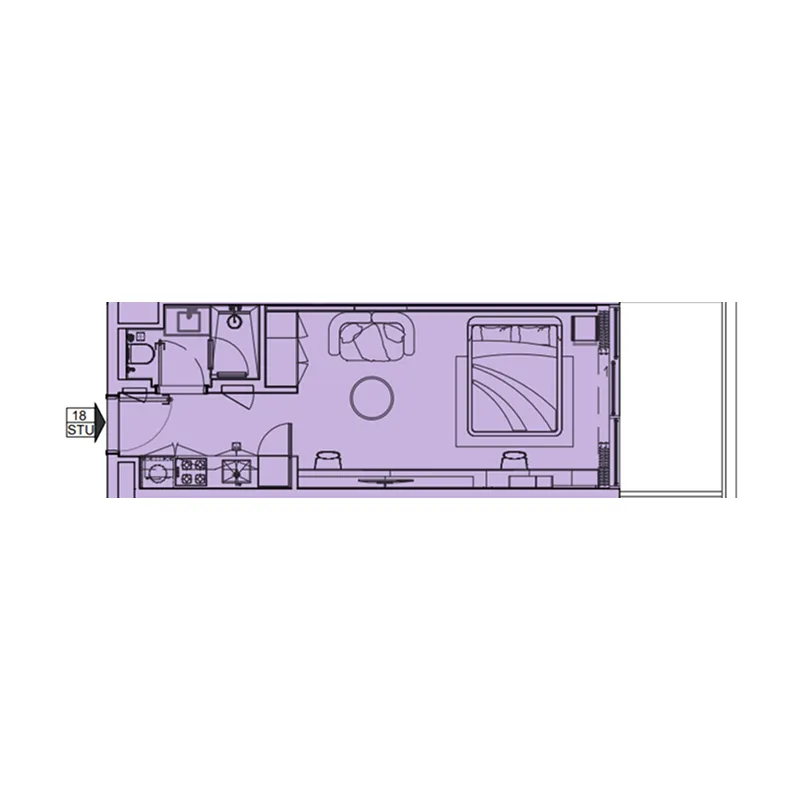 Le Blanc Studio floor plan, 442 sqft